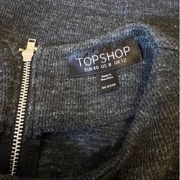 TopShop Dark Gray Knit Dress with Zippered Back. Size 8. Great Condition! - Picture 7 of 10